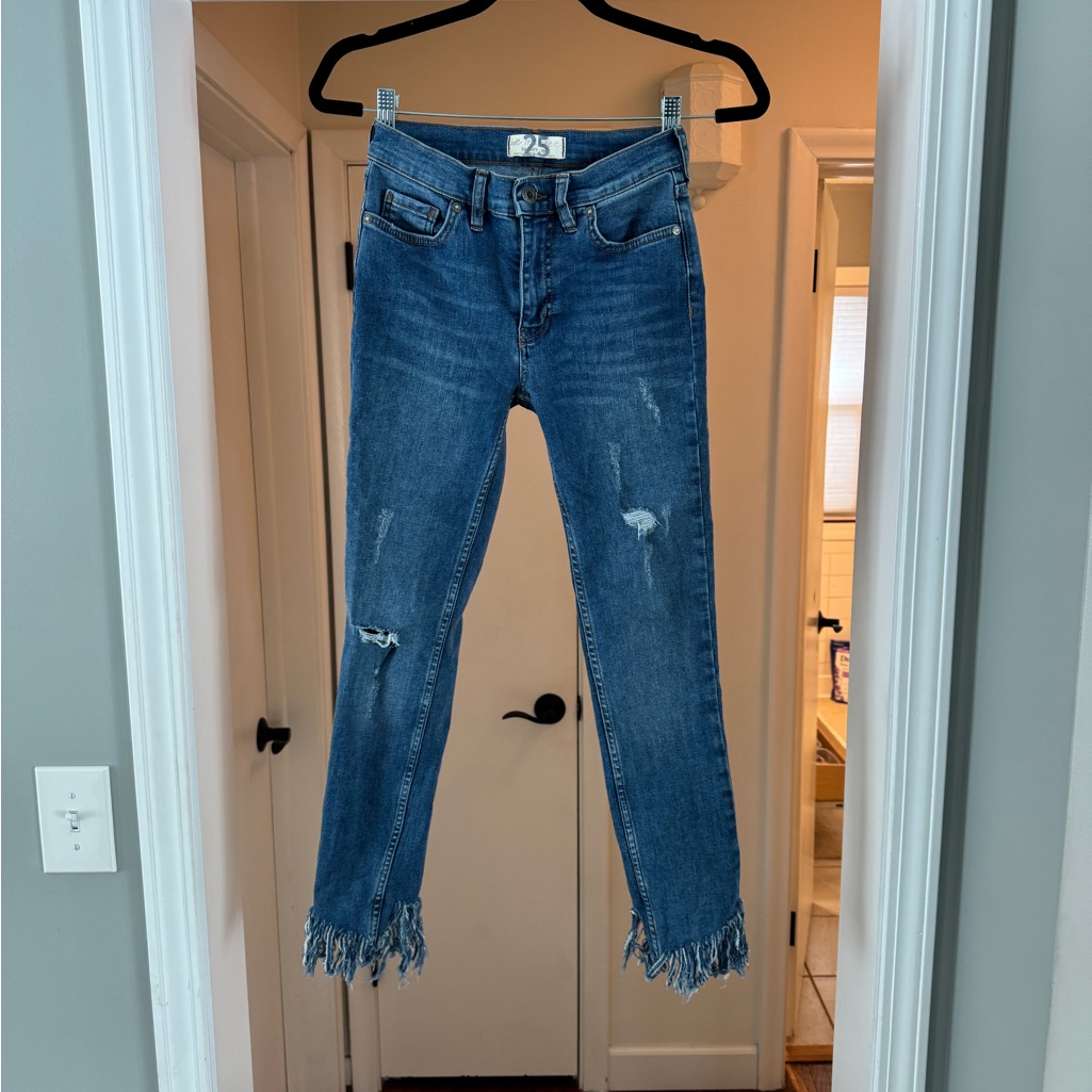 We The Free Distressed Blue Cropped Jeans